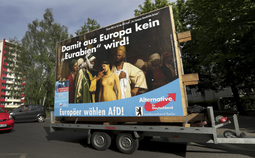 En mobil valkampanj för Alternativ för Tyskland i Berlin 2019.