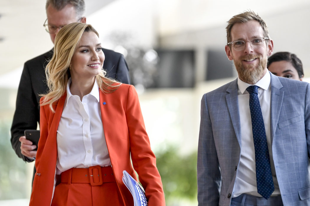 Kristdemokraternas partiledare Ebba Busch och ekonomisk-politiska talesperson Jakob Forssmed.