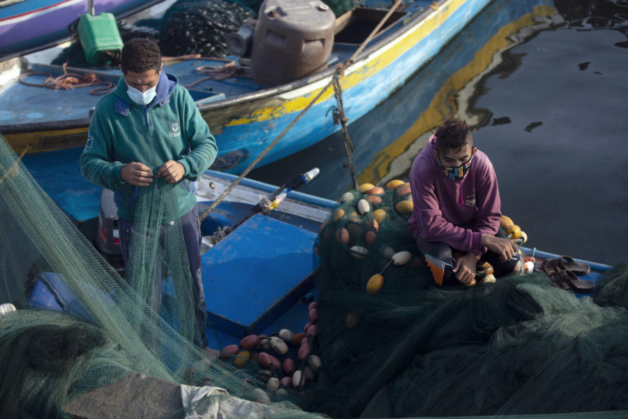 Palestinska fiskare i Gaza.
