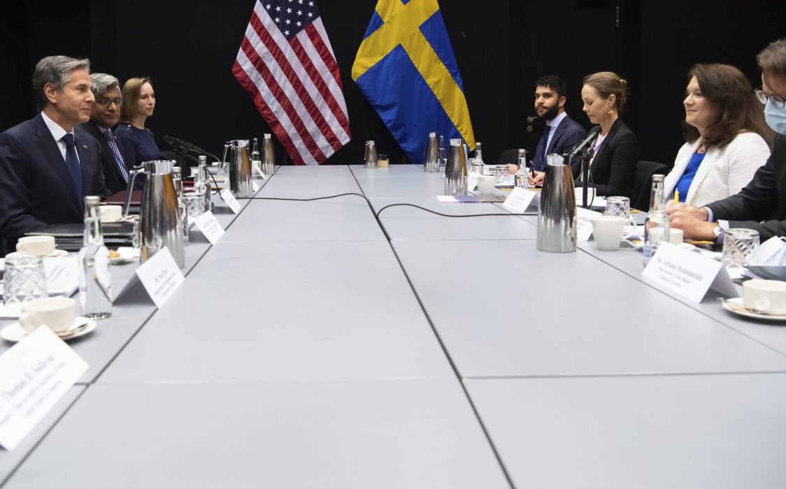 USA:s utrikesminister Antony Blinken och Sveriges utrikesminister Ann Linde (S) i Reykjavik