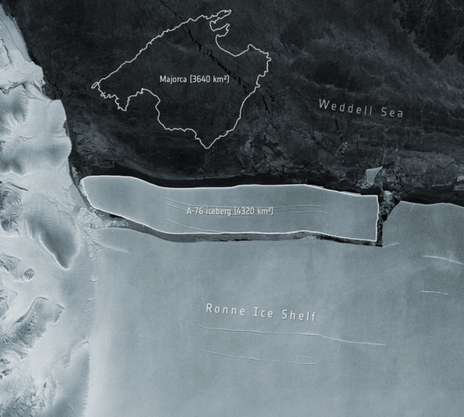 Satellitbilder avslöjar det stora isberget som har lossnat.