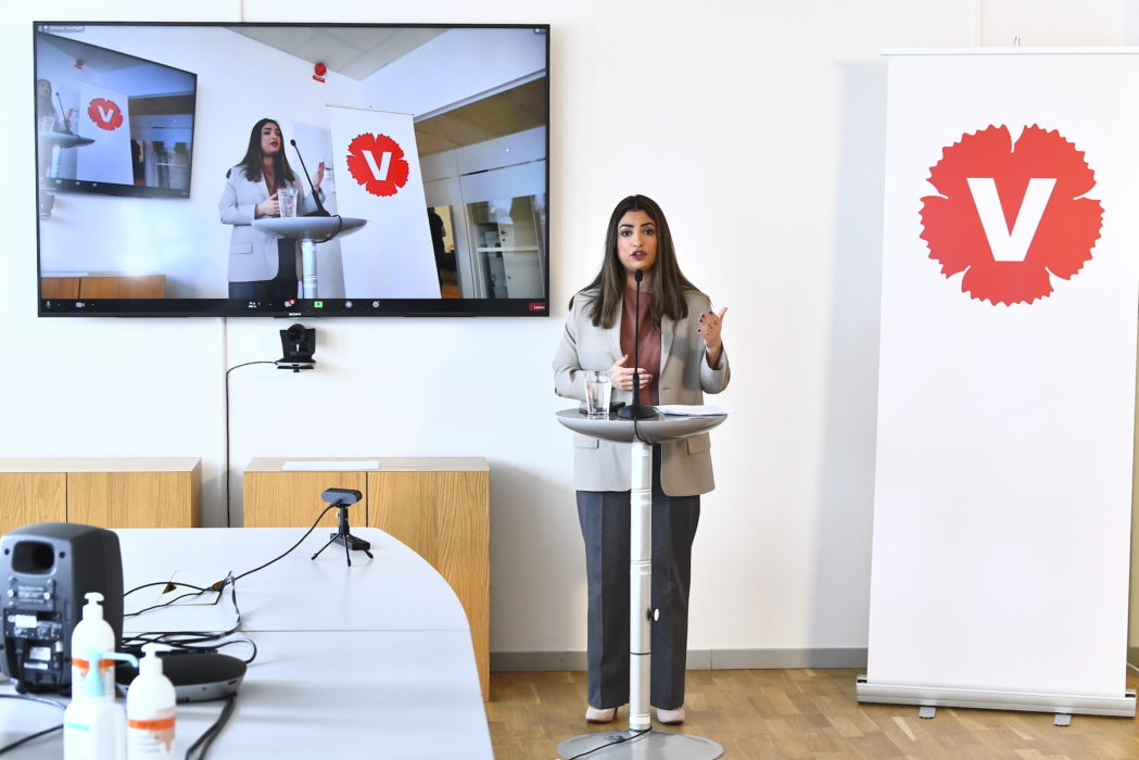 "Vi kommer se en ny storhetstid för svensk industri", sa Vänsterpartiets partiledare Nooshi Dadgostar under en digital pressträff där företagen fick ta plats.