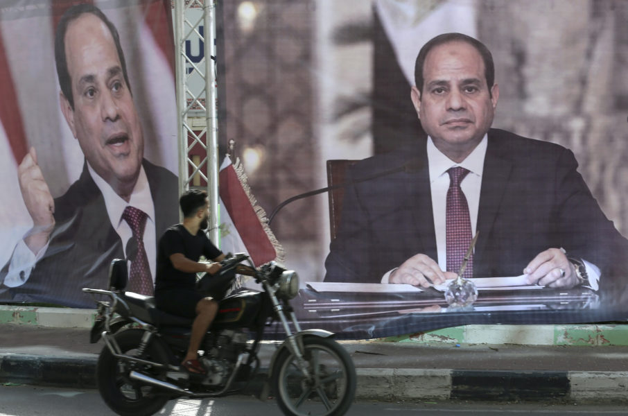 Bilder på Egyptens president Abd al-Fattah al-Sisi pryder Gazas gator.