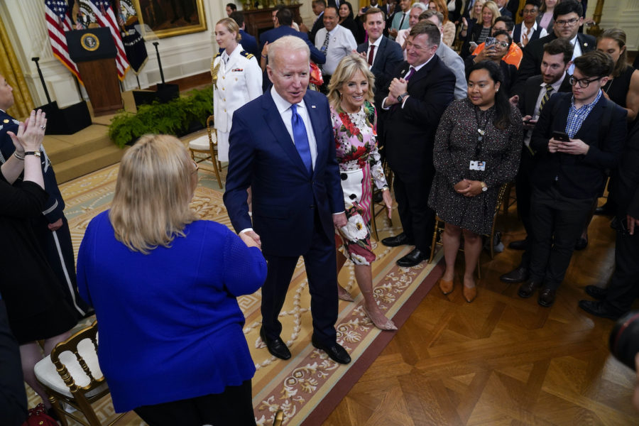 President Joe Biden vid ceremonin där han uppmärksammade pridemånaden i USA.