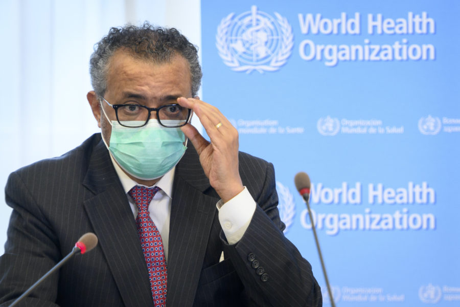 Tedros Adhanom Ghebreyesus, generaldirektör för WHO på huvudkvarteret i Schweiz i förra veckan.