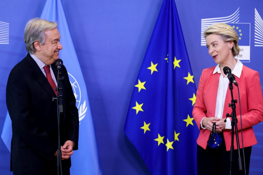 FN:s generalsekreterare António Guterres är på plats i Bryssel för att delta i veckans EU-toppmöte, med bland andra kommissionsordföranden Ursula von der Leyen.