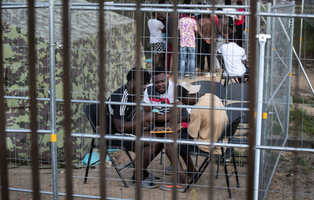 Ett nyligen rest migrantläger i staden Pabrade, nordost om Vilnius i Litauen.