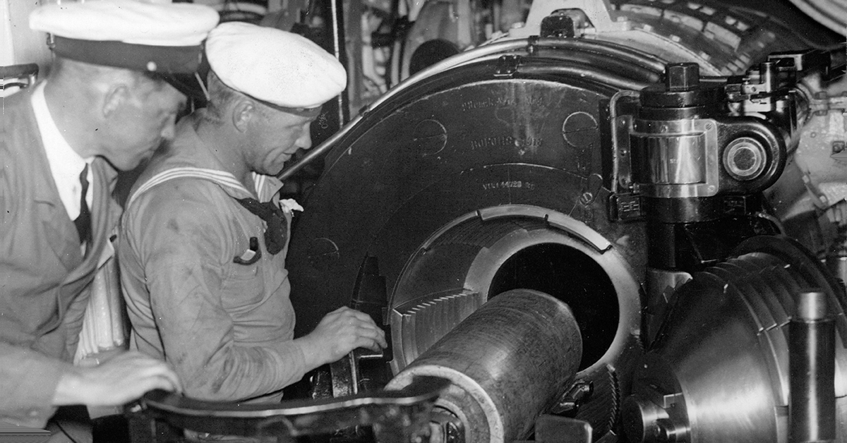 ”Torpedskola” på ett stridsfartyg 1934.