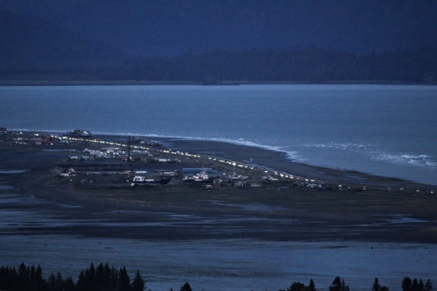 Arkivbild från Homer, Alaska, i närheten av skalvområdet.