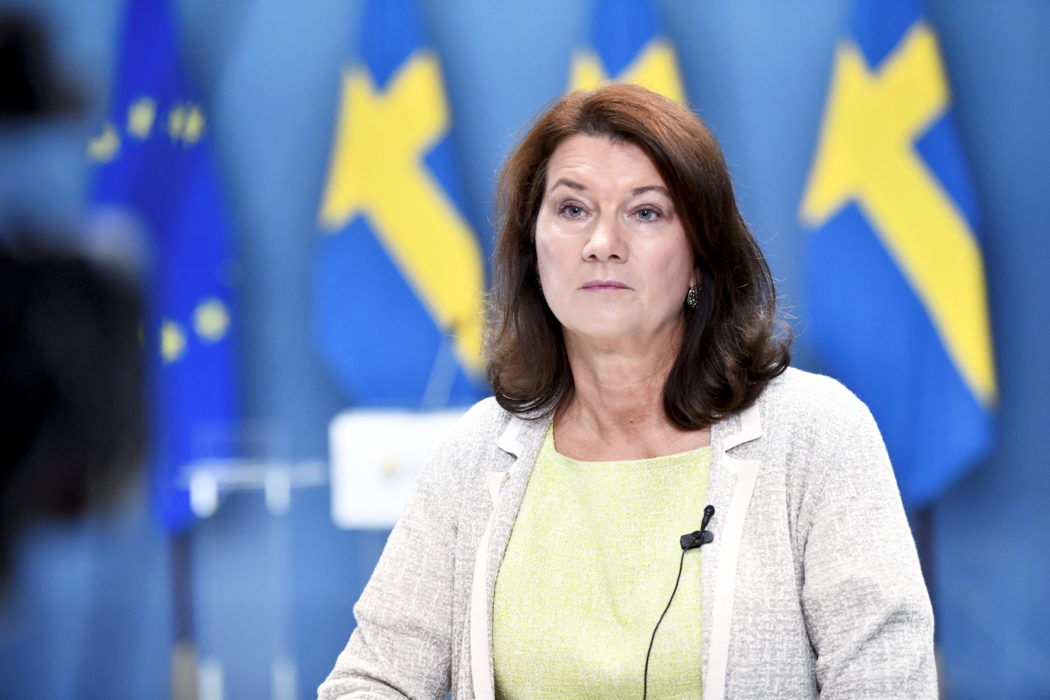 Utrikesminister Ann Linde (S) under gårdagens pressträff.