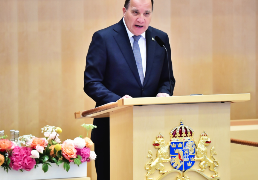 Statsminister Stefan Löfven (S) läser regeringsförklaringen i riksdagen för ett år sedan.