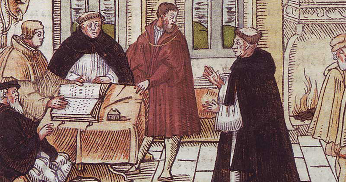 Martin Luther i samtal med en katolsk kardinal.
