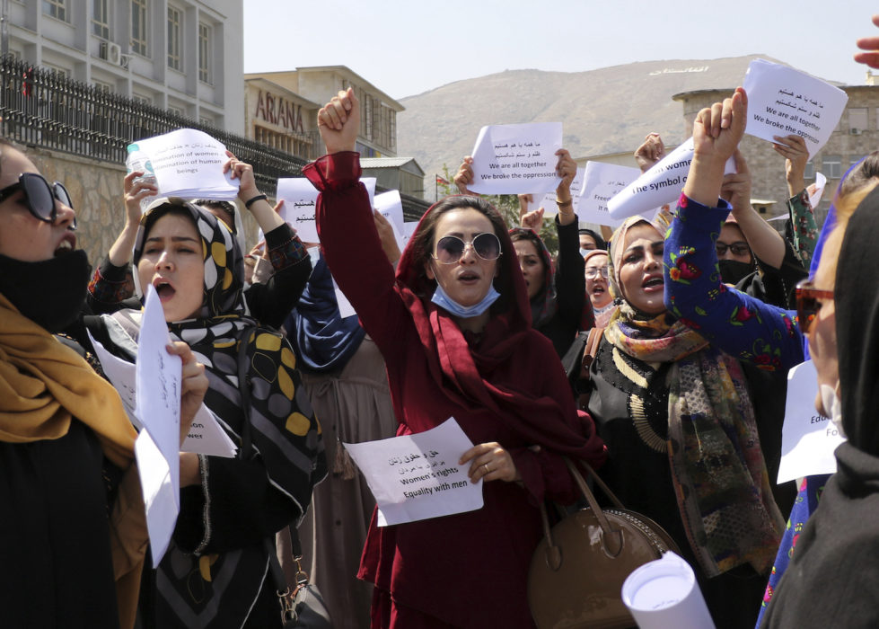 En liknande protest i Kabul i fredags.