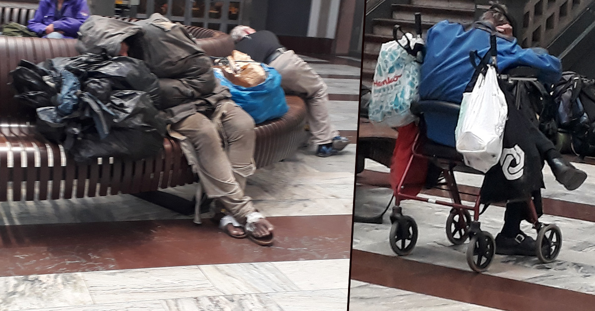 På Centralen sov några medmänniskor som inte hade någon annanstans att ta vägen.