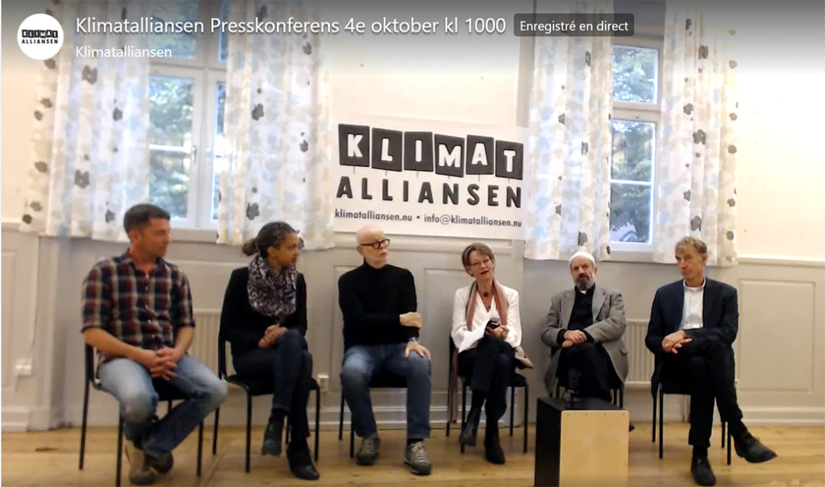 Klimatalliansen introducerar sig vid en presskonferens i Stockholm.