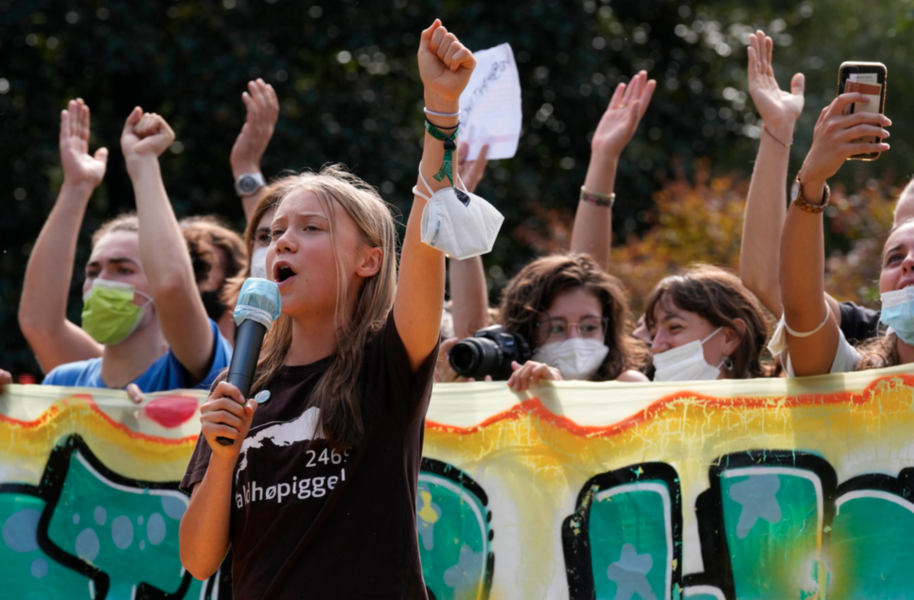 Greta Thunberg talade på en demonstration i samband med klimatmötet i Milano tidigare i oktober.