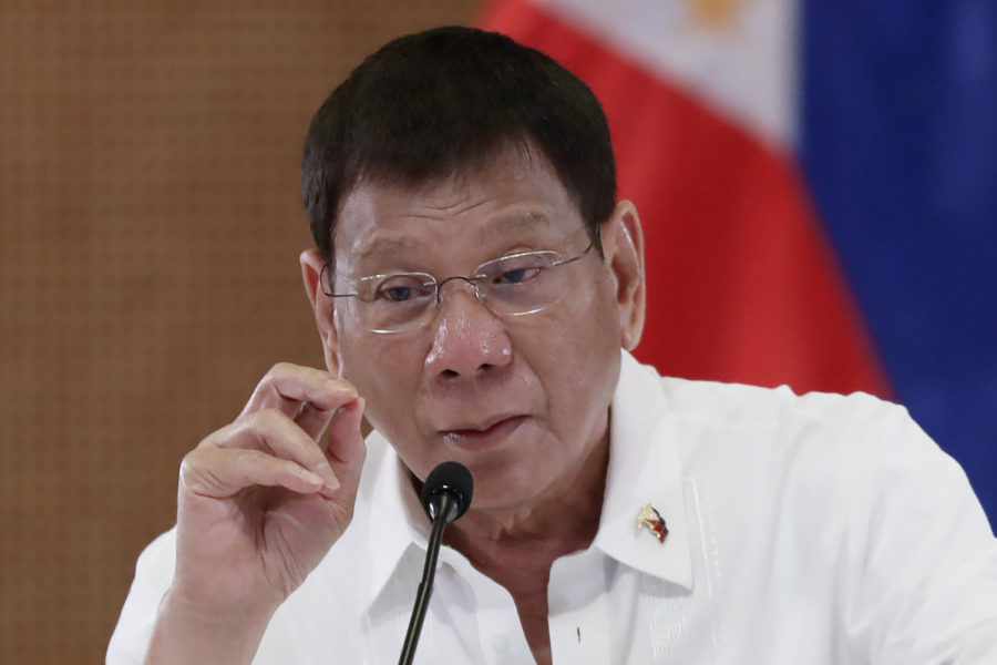 Rodrigo Duterte fotograferad i presidentpalatset i Manila i september.