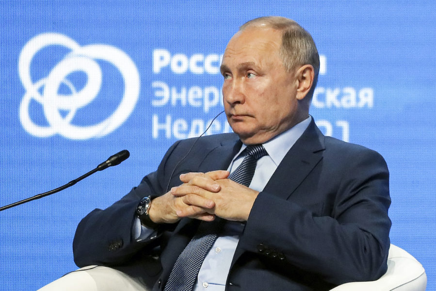 President Vladimir Putin på klimat- och energiforum i Moskva.