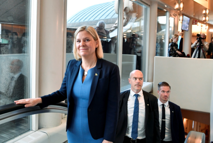 tatsminister Magdalena Andersson (S) under dagens statsministeromröstning i riksdagen.