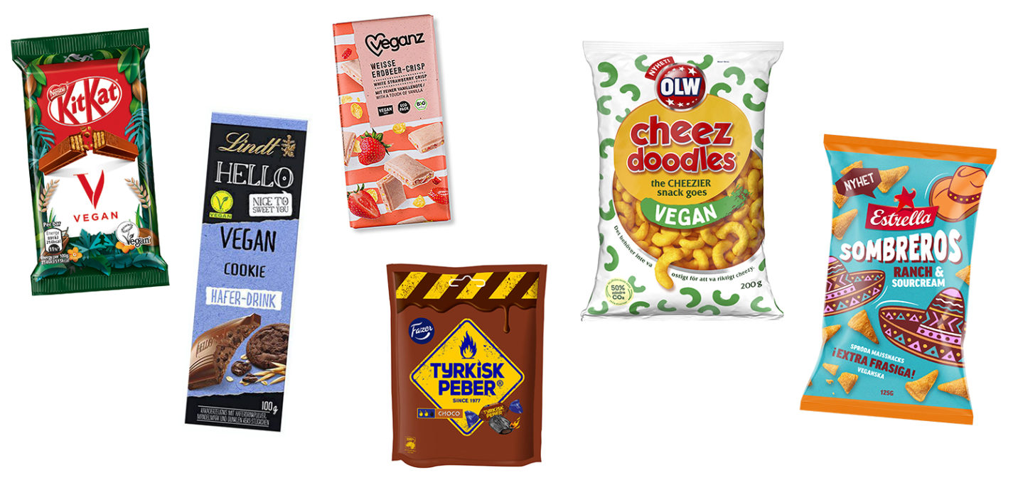 Gotter och snacks råder det ingen brist på i veganvärlden
