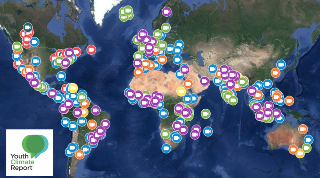 The Youth Climate Report är ett interaktivt  karta som visar över 400 videor av klimatforskning producerade av ungdomar från hela världen.