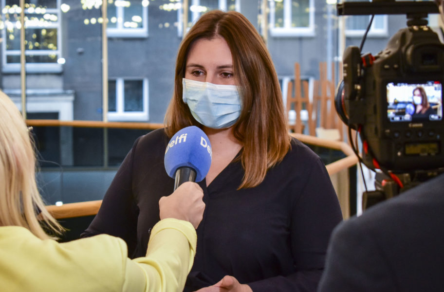 Mari-Anne Härma, tillförordnad generaldirektör för den estniska folkhälsomyndigheten, i intervju efter en pressträff i Tallinn tidigare i veckan.