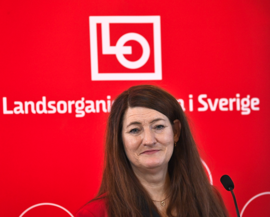 LO:s ordförande Susanna Gideonsson på LO:s kongress i Folkets Hus i Stockholm.
