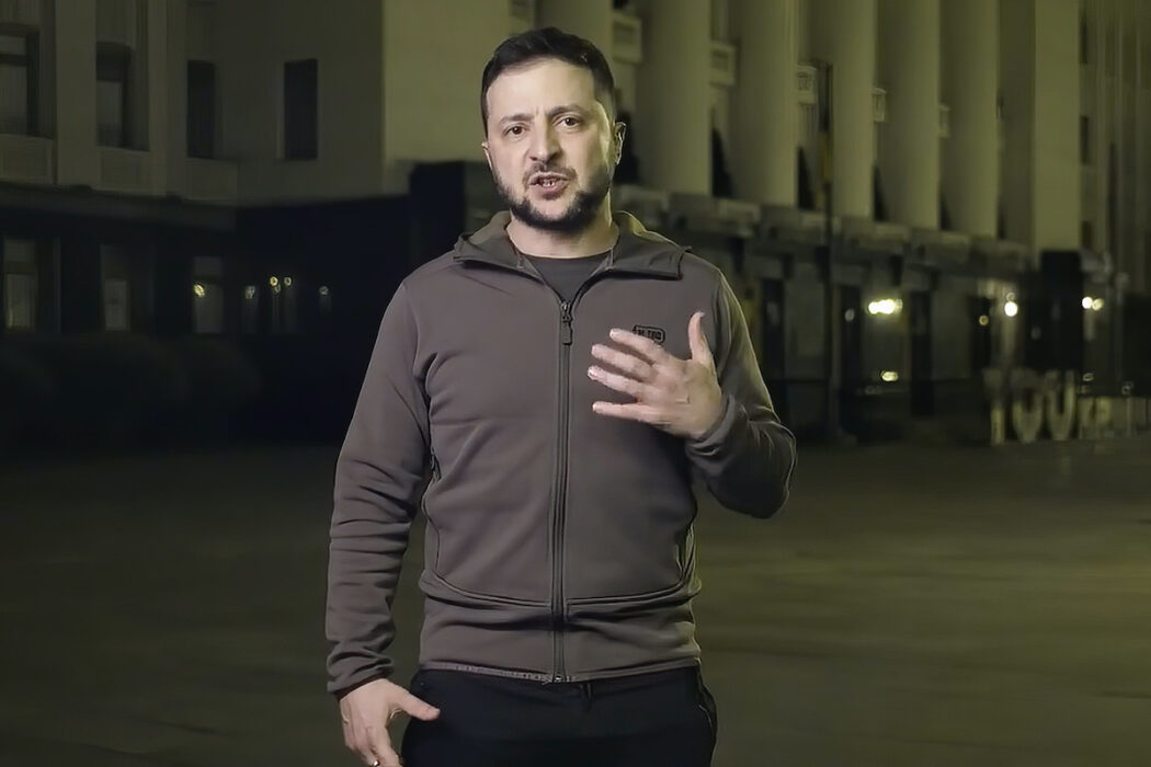 Ukrainas president Volodymyr Zelenskyj under sitt tal till nationen i torsdagskväll.