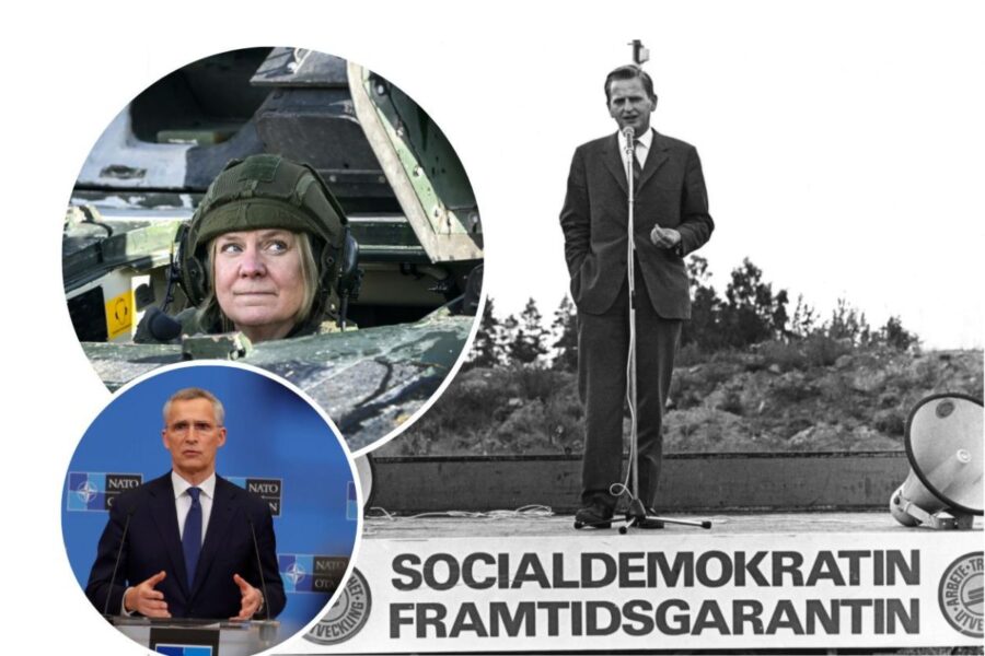 Olof Palme (S) kampanjtalar från ett lastbilsflak inför valet 1968.