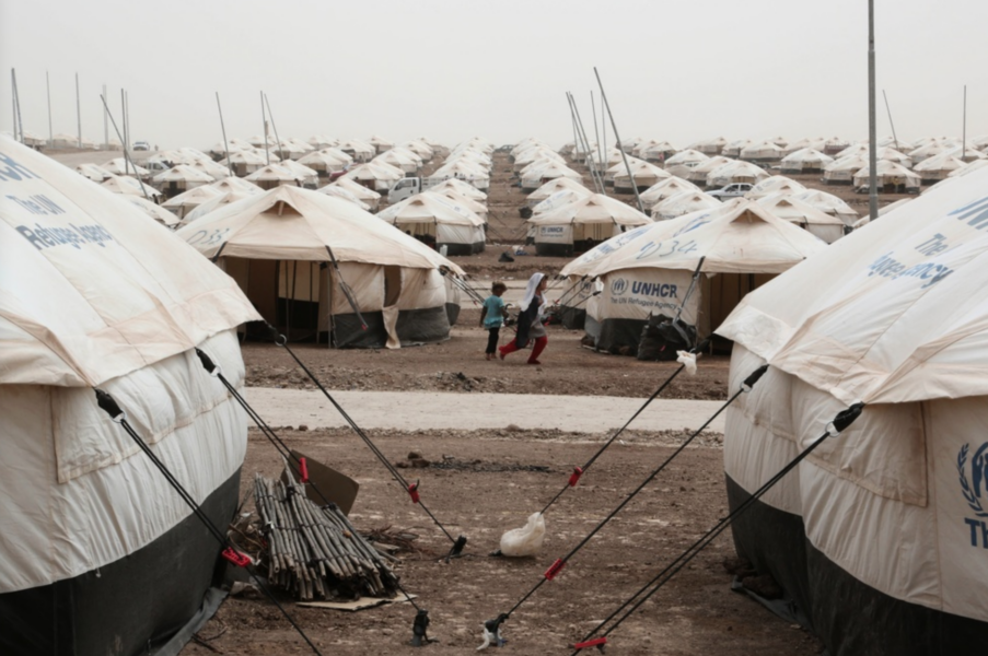Ett flyktingläger i irakiska Feeshkhabour i augusti 2014.