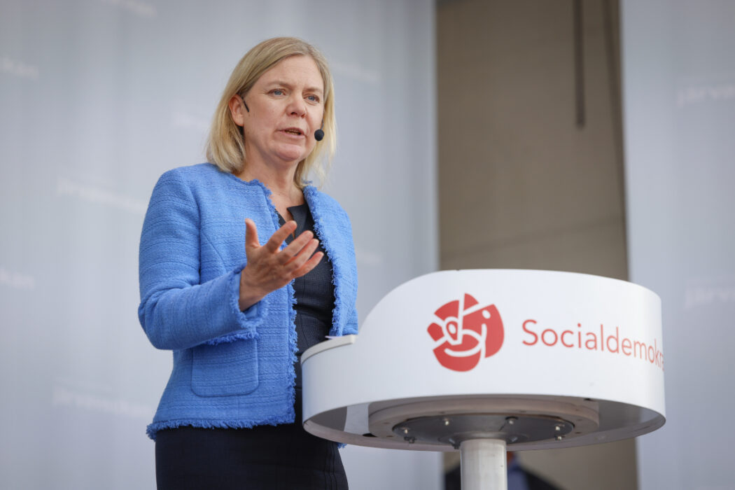 Statsminister Magdalena Andersson (S) under sitt tal på Järvaveckan.