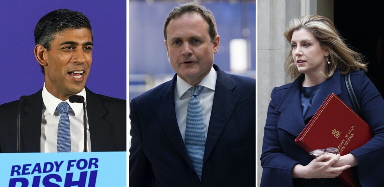 Rishi Sunak, Tom Tugendhat och Penny Mordaunt, tre av toppnamnen när Torypartiet i Storbritannien väljer ny partiledare.