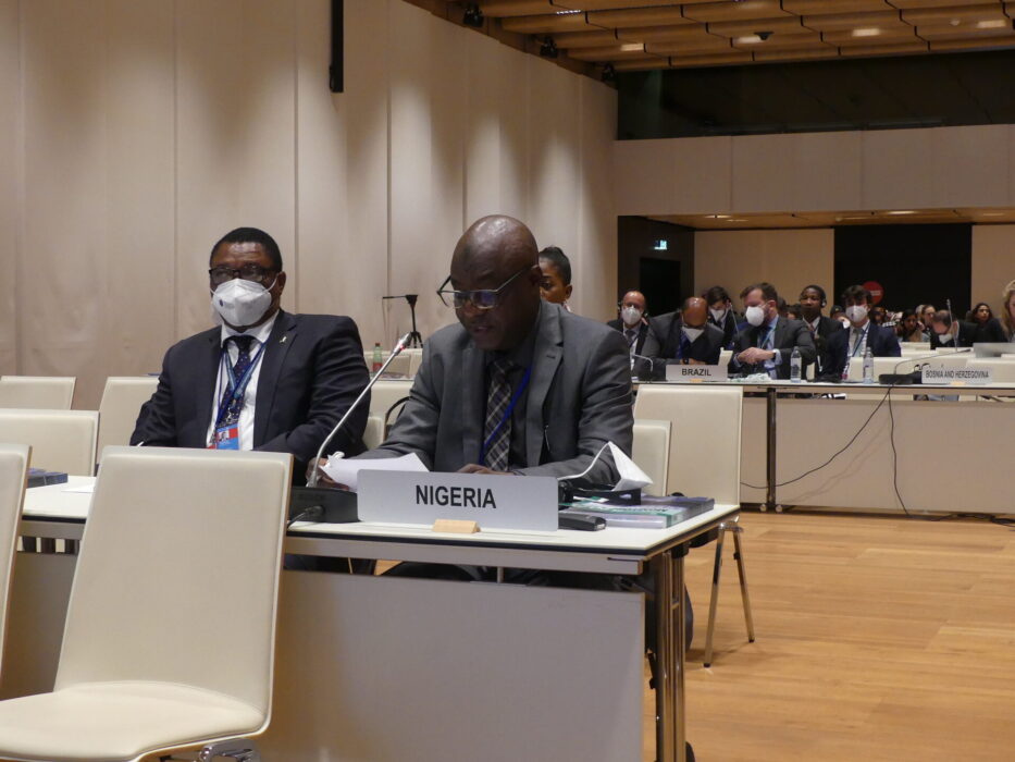 Representanter från Nigeria under statspartsmötet