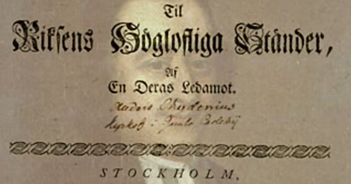 Till rikets höglovliga ständer, av en deras ledamot.