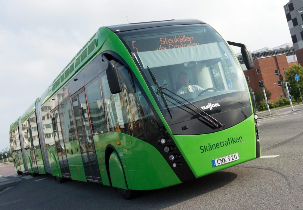 En av Skånetrafikens bussar i Malmö.