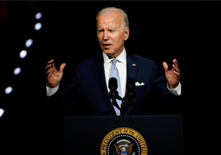 USA:s president Joe Biden håller tal till nationen i Independence Hall i Philadelphia.