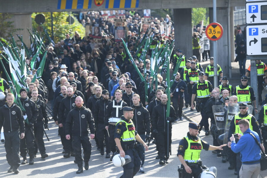 Nordiska motståndsrörelsens demonstration i Göteborg 2017.