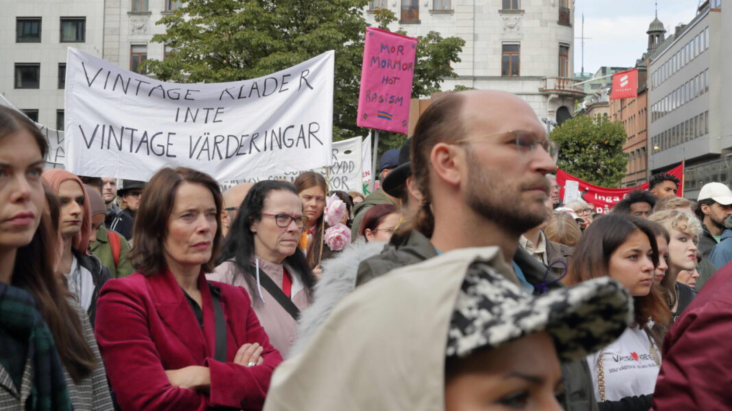 Samling mot rasism i Stockholm.