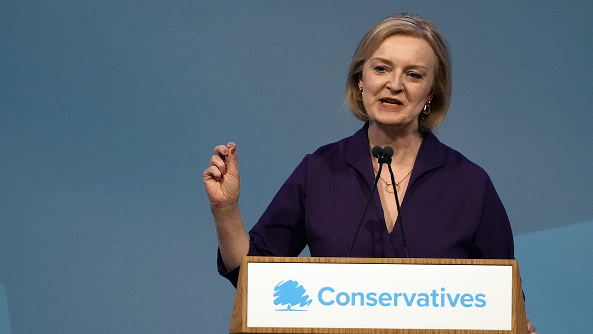 Liz Truss efter utnämningen till Konservativa partiets nya ledare.