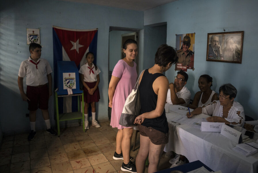 Röstning i Kubas huvudstad Havanna på söndagen.