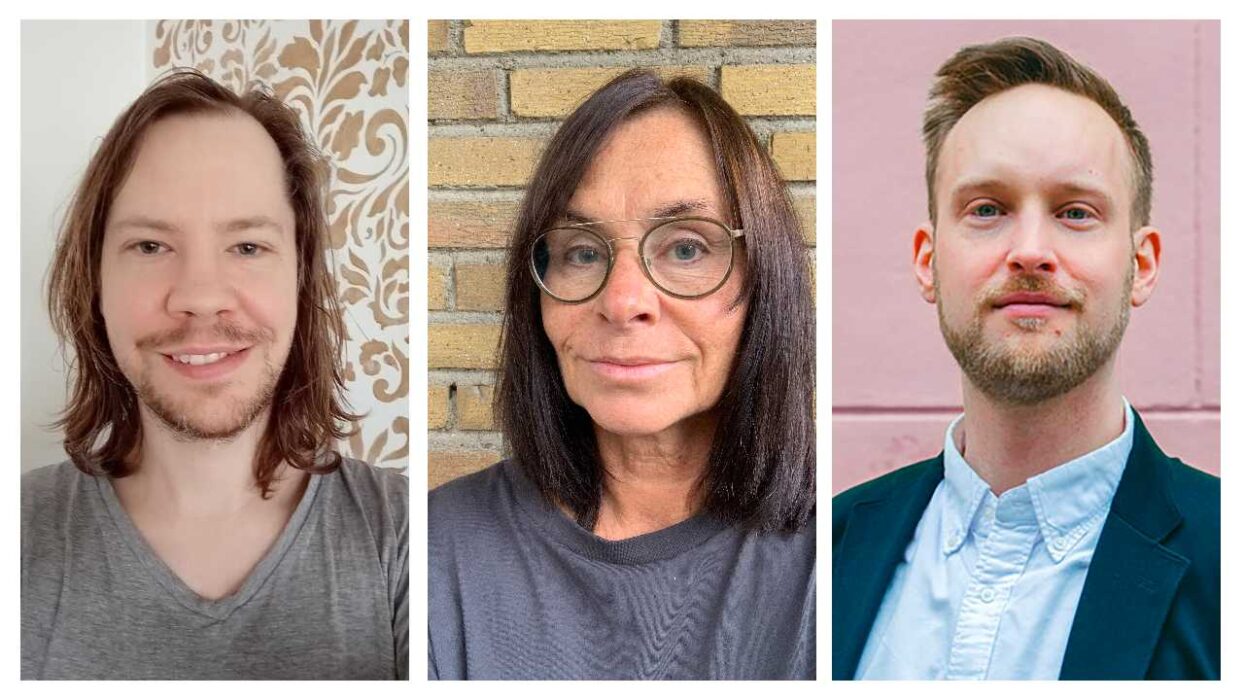 I montaget syns paneldeltagarna Patrik Opacic, 39 år, Styrelseledamot Basinkomstpartiet, Anna-Carin Hall, 61 år, pressansvarig, Kvinna till kvinna och Robin Zachari, 40 år, kanslichef, Skiftet