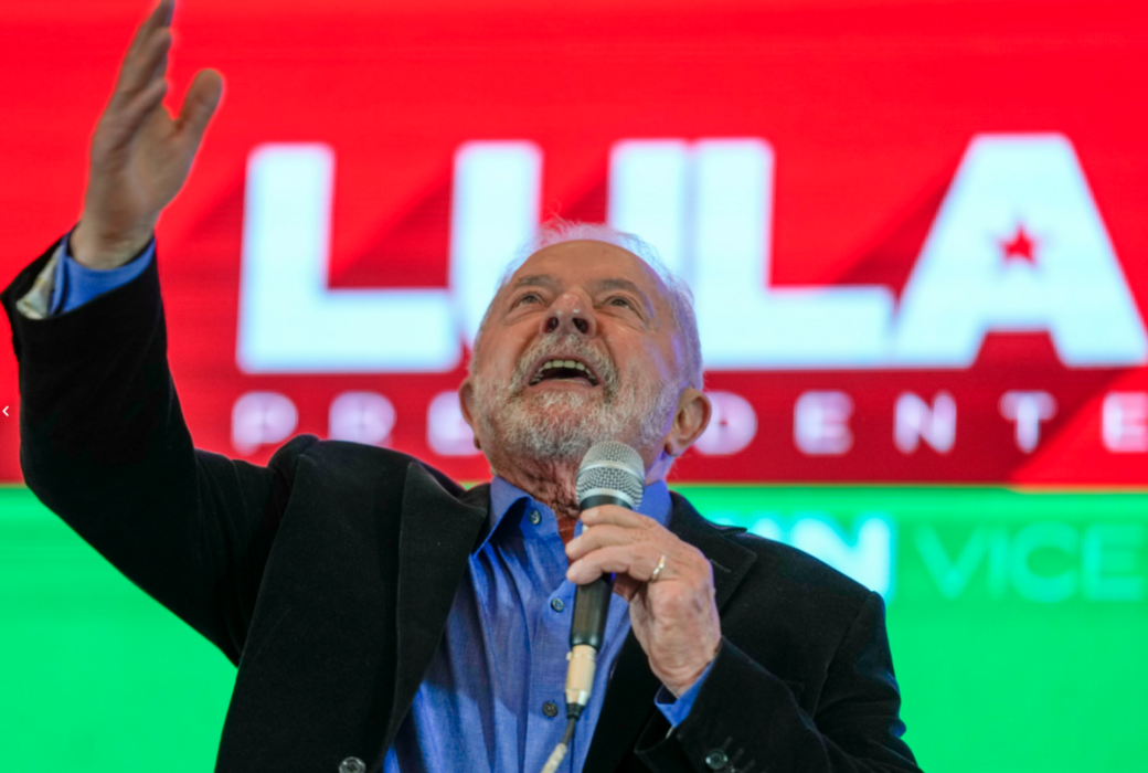 Lula da Silva på ett kampanjmöte i São Paulo i tisdags.