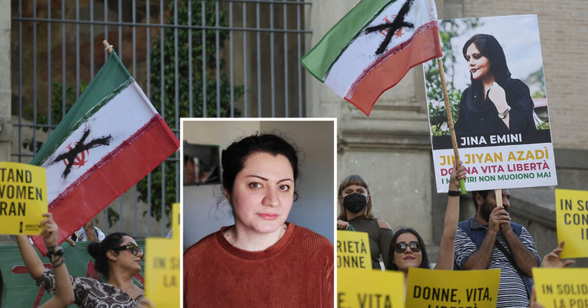 En demonstration i Rom, organiserad av Amnesty International, till stöd för revolten i Iran.