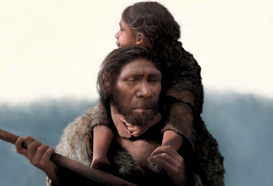 En neandertalman och hans dotter.