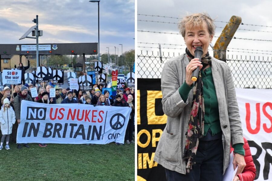 USA planerar att placera kärnvapen på flygbasen Lakenheath i Suffolk, befarar aktivister från Campaign for nuclear disarmament (CND) som vid flera tillfällen protesterat utanför basen.