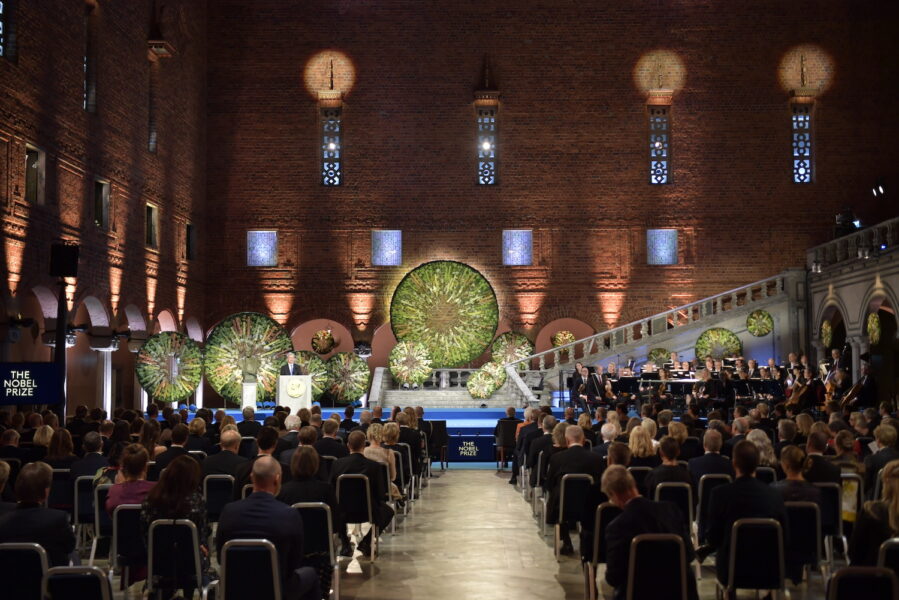Blå hallen i Stockholms stadshus under förra årets Nobelfest.