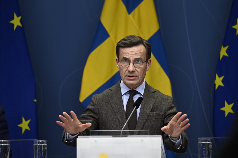 Statsminister Ulf Kristersson håller pressträff med anledning av Natoprocessen och Sveriges säkerhet.