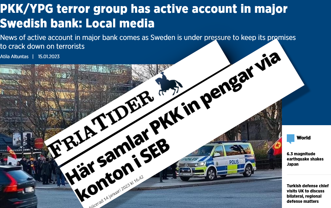 Turkisk nyhetsbyrå publicerar uppgifter från den högerextrema sajten Fria Tider som i sin tur plockat upp en artikel från en nazistisk uthängningssajt.