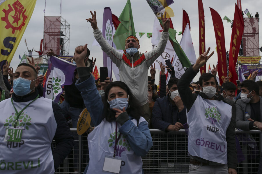 Anhängare till HDP vid firandet av kurdiska nyåret i Istanbul förra året.