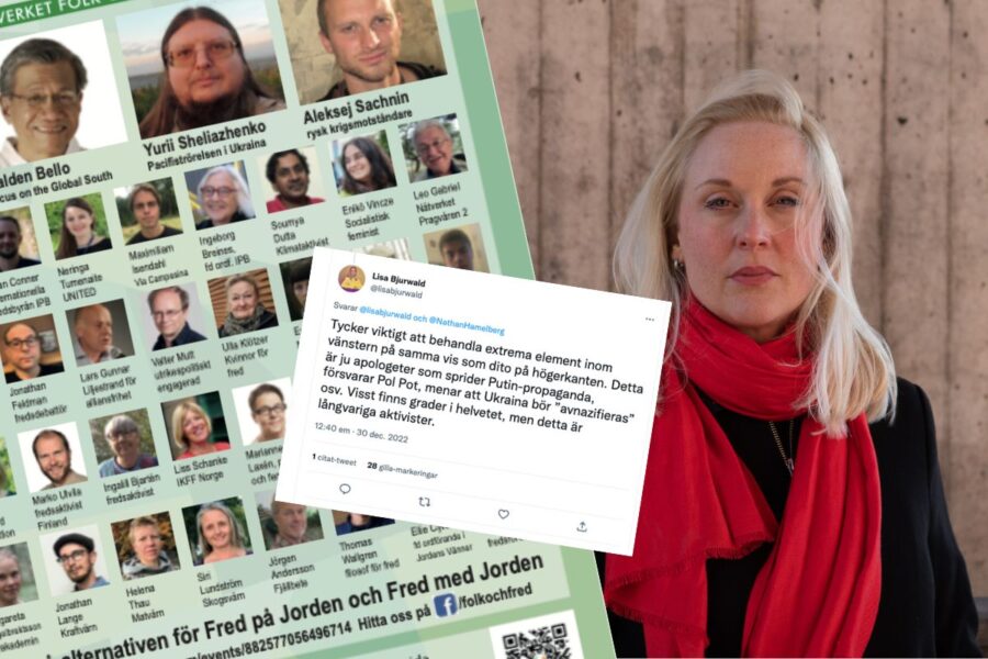 Journalisten Lisa Bjurwald riktar skarp kritik mot Folk och Fred i ett Twitter-inlägg, där hon menar att nätverkets konferens är något för ”Putin-propagandister, diktaturanhängare och nyttiga idioter”.